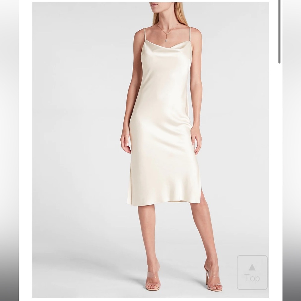 Satin cowl neck slip dress - swan